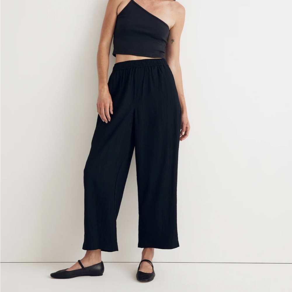 Madewell Crinkled Crepe Straight-Leg Crop Pants